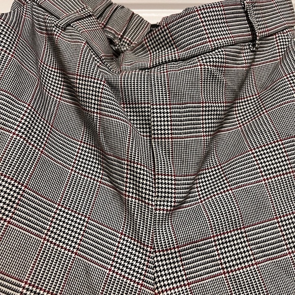 Zara Glen Plaid Trousers with Burgundy Side Stripe - Picture 3 of 7